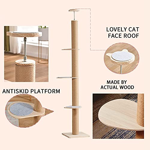 Catforest Floor-To-Ceiling Cat Tree Cat Climbing Tower With Natural Sisal Rope Scratching Post, Height:93.7-101.1Inch&101.2-108.6Inch&108.7-115.4Inch 3 Options (Celling Height:108.7Inch-115.4Inch) #TOP4