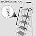 BLACKHORSE-RACING 5 Step Ladder with Handrails & Tool Tray Platform, 330 lbs Folding Step Stool Ladder, Portable Steel Ladder for Kitchen Pantry Home Office Library, White