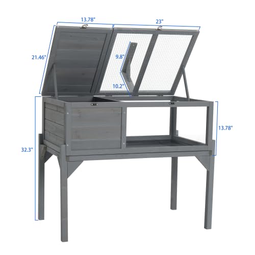 Cat Catio, Cat Window Perch for Large Indoor Cats - for Sunbathing, Napping & Overlooking, Wooden Window Hammock for Safely Enjoying The Outdoor Sights Scents and Sounds (Gray, 36'')