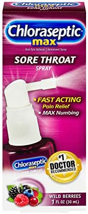 Chloraseptic Max Strength Sore Throat Spray, Wild Berries Flavor, 1.0 fl oz