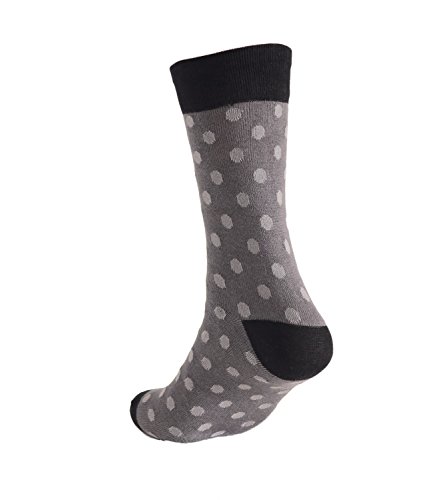 vangobeauty Made in USA Men's Dress Socks -Dark Grey with Light Grey Polka Dot fits 7.5-122