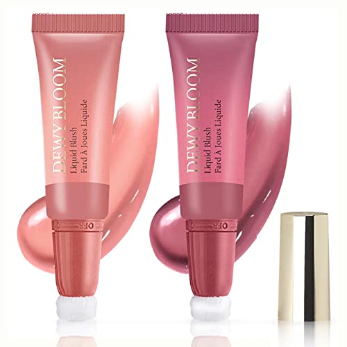 Newbang 2 Colors Liquid Blush Beauty Wand With Cushion Applicator Soft Cream Blush Rouge Stick For Cheek Tint Dewy Hazy Matte Natural Blendable Weightless Moisturizing Blush(Nude Pink&Cherry Rose) #TOP6