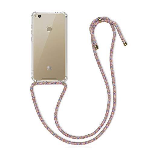 kwmobile Funda con Cuerda Compatible con Huawei P8 Lite (2017) - Carcasa Transparente de TPU con Cuerda para Colgar en el Cuello