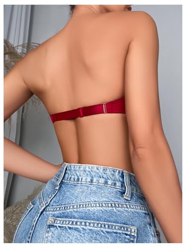 Image of RoseSeek Women's Strapless Underwire Push Up Front Closure Bra | Front Closure, Bandeau Bra, Tube Tops