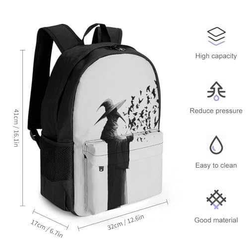Womens Fashion Backpack, Black Crow Raven Bird Comfortable Versatile Commute Backpack with Side Pockets, Reusable Daypack for Travel2