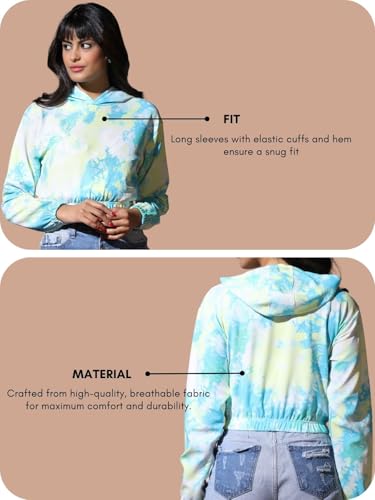 Image of OM SAI LATEST CREATION Women's Western Crop Top with Hoodie Neck & Long Sleeve || Drawstring Pullover Tops || Loose Casual Hoodies for Women Top.