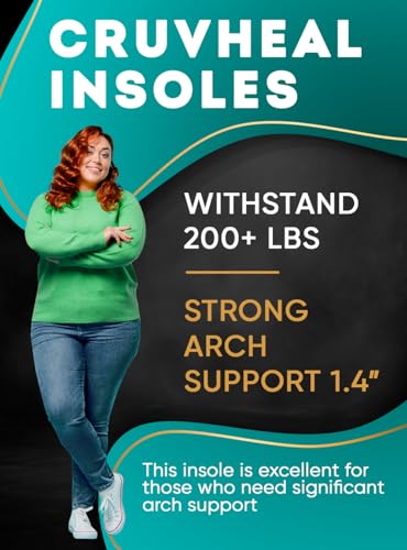 Image of CRUVHEAL 220+ lbs Plantar Fasciitis High Arch Support Insoles Men Women - Orthotic Shoe Inserts - Boot Work Shoe Insole (Emerald, L)