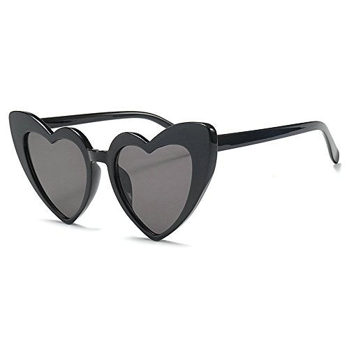 MINCL/Fashion Love Heart Shaped Sunglasses For Women Girls Sunglasses UV400 (black)