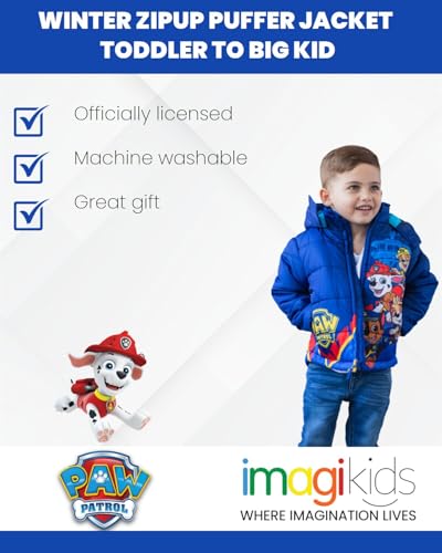 Image of Paw Patrol Boys' Hooded Puffer Jacket Toddler to Big Kid