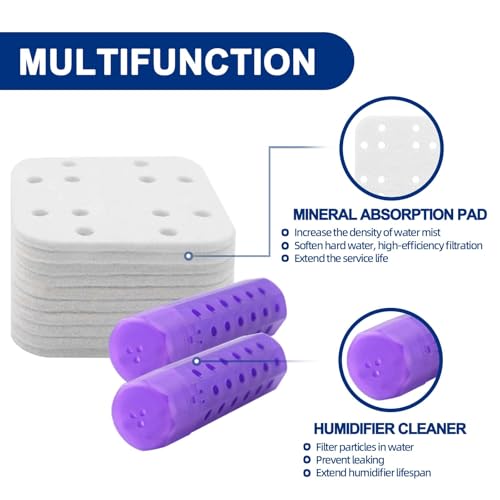 Image of Humidifier Replacement Filters for LEVOIT Top-Fill LV600S LV600HH OasisMist450S OasisMist6000S | 20 Pack Humidifier Pads + 2 Pack Humidifier Tank Cleaners