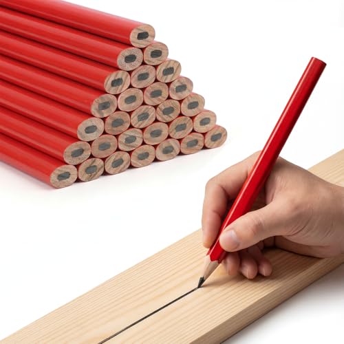 30 Stück Zimmermannsbleistifte Baustellen Bleistift Baustellenstifte, 17.6mm HB Baubleistift, Maurerbleistift, Baustift, Zimmermann Bleistift, Zimmerer Bleistifte für Tischlerei Markierungswerkzeug