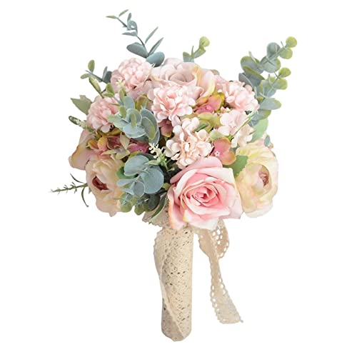 predolo Novia Flores Artificiales Elegante Estilo rústico Ramo Hecho a Mano Flor de Boda para decoración de Despedida de Soltera, Estilo c