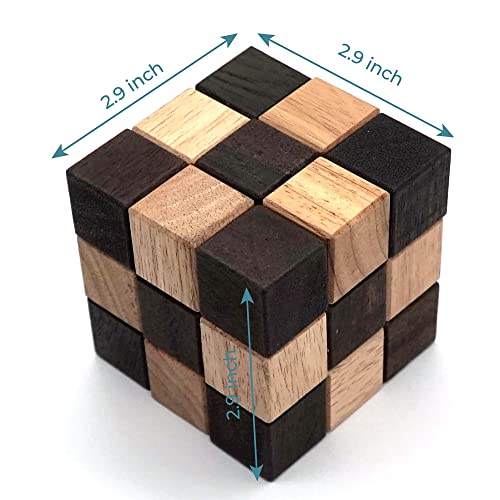 Snake 3D Wooden Puzzle Classic Games (M Size) And Mind Puzzles For Adults In Hand With Wooden Cube Designs Of Magic Game For Educational Brain Games For Kids To Challenges Brain Teasers Puzzles Kids #TOP2