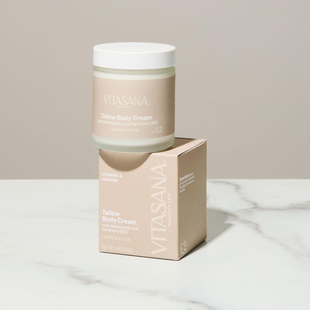 Tallow Body Cream EWG Verified Moisturizer with Niacinamide (B3) & Panthenol (B5) Deep Hydration, Skin Barrier Support, Clean & Natural Body Lotion for Dry & Sensitive Skin - 4oz (113g)