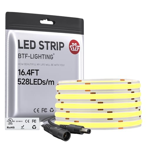 BTF-LIGHTING COB LED Strip 16.4FT Warm White