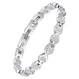 Jecanori Effective Magnetic Bracelets for Women, Ultra Strength 3800 Gauss Stainless Steel Magnet Bracelet, Heart Crystal Bracelet with Sizing Tool
