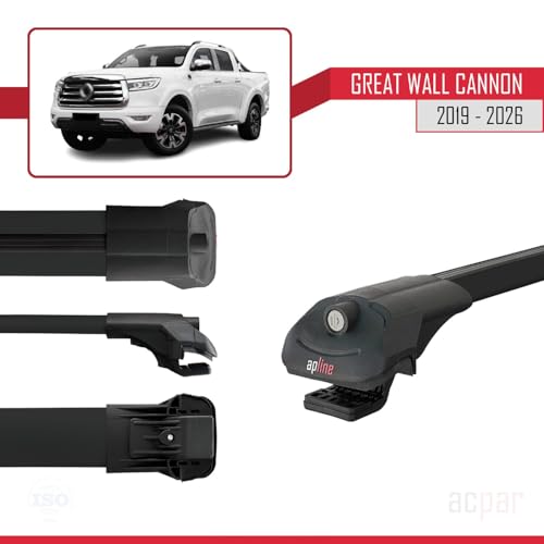 Barres de toit pour Great Wall Cannon 2019-2026 en aluminium noir