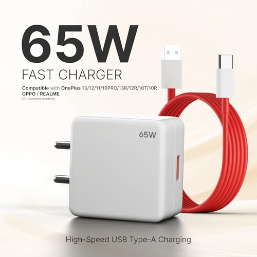 Image of GiGreen 65W Charger Warp /Dash Adapter with Type C Cable Compatible for Oneplus 15,15R,13,13R,13S,12,12r,11,11r,10 pro,Nord 5,4,3,Ce5,Ce2 Lite, Nord Ce4 by AILKIN