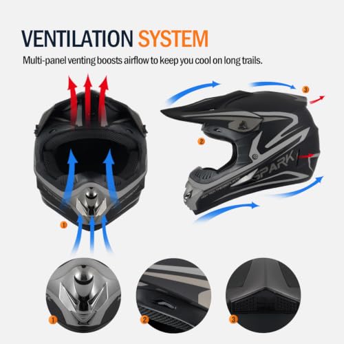 TTMiku Gray Youth Kids Dirt Bike Helmet DOT Approved Large by TTMiku - Used condition - Image 4