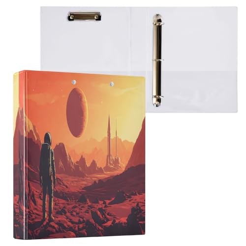 ALAZA Astronaut Space Fantasy 3 Ring Binder Holds of 200 Sheets Fits Letter Sized Paper D-Ring Organizer for School Home Work Office Supplies 2 Pack