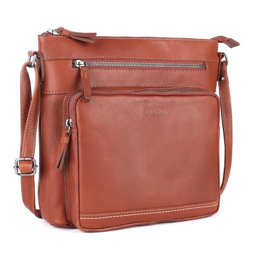 Image of LEDERBUCK Olga Women's Extra-Large Genuine Leather Crossbody Purse - Soft Triple-Zip Shoulder Bag