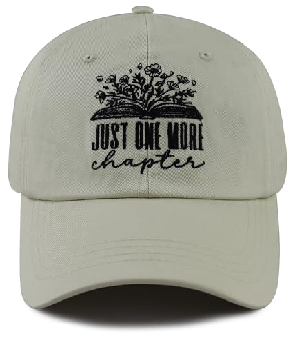 Image of Just One More Chapter Hat for Men Women, Cute Adjustable Cotton Embroidered Book Lovers Baseball Cap