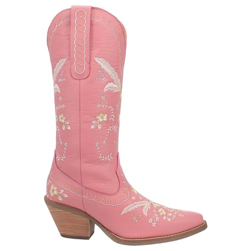Image of Dingo Womens Full Bloom Floral Round Toe Casual Boots Knee High Mid Heel 2-3 inch