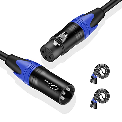 XLR Microphone Cable, AuxLink XLR Cables 15ft 2 Pack, XLR Male to Female Microphone Cable 3 Pin Suitable for Speaker Systems, Radio Station, Stage Lighting and More