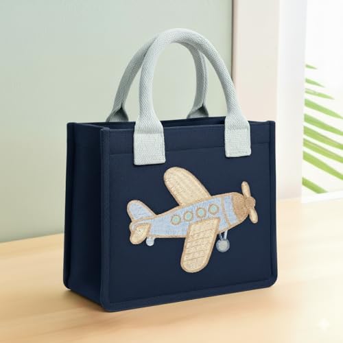 Image of Kids Lunch Bag | Cute & Stylish Embroidery Mini Tiffin Bag for Boys & Girls | Cute Cotton Cartoon Design I Picnic Tuition School, Preschool & Playschool | Gift for Birthday
