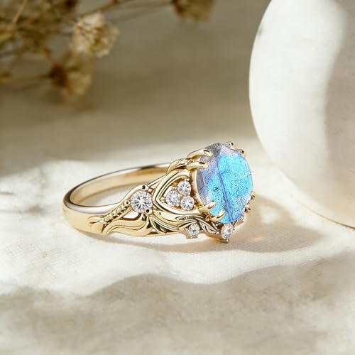 Image of Gemstone Vintage Rings for Women s925 Sterling Silver Round Cut 1.0 Carat Gemstone with Moissanite Promise Engagement Anniversary Ring for Her