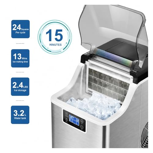 Fabricadora de hielo portátil 40 lbs compacta miniatura 5