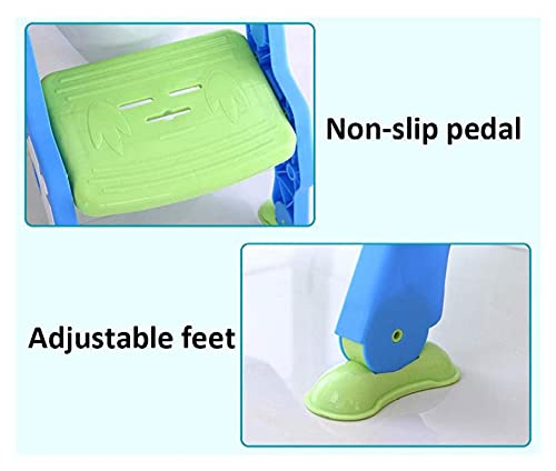 Geel potje met deksel met Rugleuning Verstelbare Potty-voering met stiefkruk, tot 75kg, toiletpotje Stap for jongens of… - Afbeelding 7