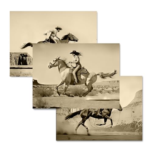 Cowboy Wall Decor Retro Home - Tableau Western Horse Decor Chambre et Bureau