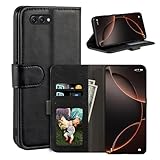 UOGNADGD Leder-Flip-Hülle Kompatibel mit Huawei Honor View 10 Geldbörsen-Hülle mit Kartenfächern, Magnetverschluss, Kickstand, RFID Stoßfest (Schwarz)
