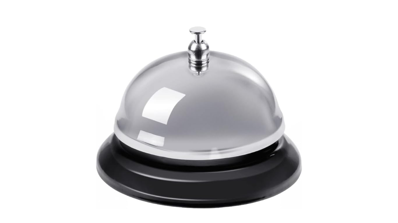 Retro Hotel-Rezeptionsglocke 12cm - Messing-Gold Für Empfang, Bar & Service