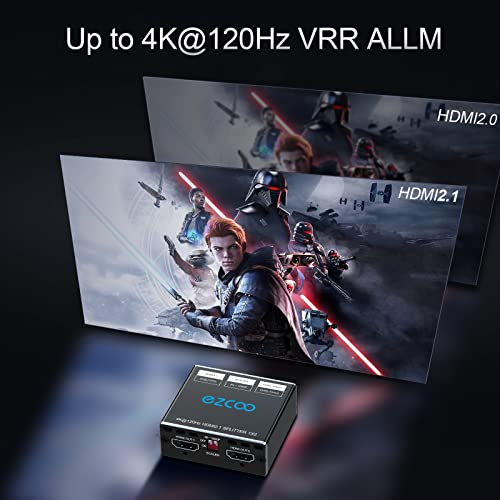 ROFAVEZCO 4K 120Hz HDMI 2.1 Splitter 8K 60Hz 1 in2 out VRR ALLM HDCP2.3 HDR10 8KUHD D-olby Vision Atmos Scaler 4K EDID 1080P Dual Monitors HDMI 2.1 Splitter 1X2 for PS5 SkyQ Xbox NVIDIA AMD - Image 2