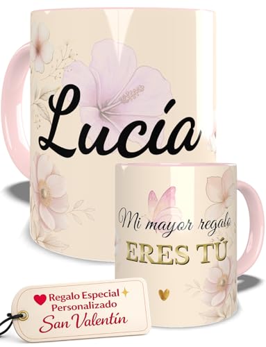 Imagen de Taza Personalizada con Nombre y Dedicatoria para Mujer Tú Regalo San Valentin Novia Esposa Enamorados Detalle Romántico Original Día Amor Pareja o Cumpleaños Diseño Femenino Elegante para Desayuno