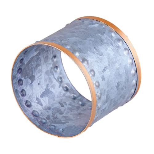 Yuankanju India Store Us Metal Napkin Rings Set Of 6 - Gold Rim Galvanized Napkin Rings - Rustic Style Metal Napkin Ring For Dinning Table Parties - Silver Napkin Rings For Banquets, Family Dinners #TOP5