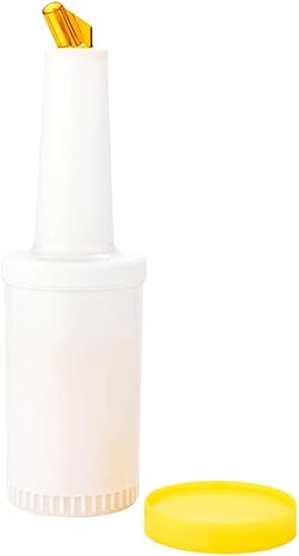 Miniatura 29 de Restaurantware Botella de plástico de 1 cuarto de galón de almacenamiento con boquilla azul y tapa, botella de almacenamiento de barra, 3 1/2 x 3