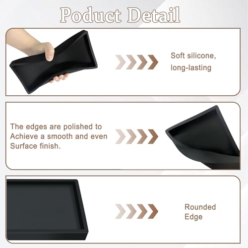 xiaoxiaozhijia 2 Stück Badezimmer Tablett,Schwarzes Silikon-Tablett,Silikon Ablageschale,Geeignet für Badezimmer, Schlafzimmer, Küchen und Toiletten (Schwarz-20x10x2cm)
