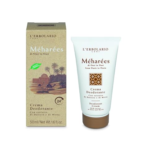 L'Erbolario Crema Deodorante Méharées - Deodorante Crema con Fragranza Ambrata e Vanigliata - Senza Parabeni e Petrolati - per Lui e per Lei - 1 Confezione da 50ml