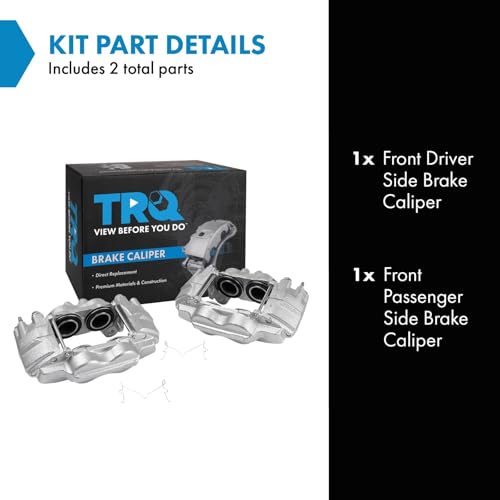 Image of TRQ Front Pair Brake Caliper Set 2 Piece Caliper Brackets for Toyota | for 2003-2009 Toyota 4Runner 2007-2014 Toyota FJ Cruiser +2 more 4WD RWD 2.7L L4 4.0L V6 with Caliper Casting #13WG