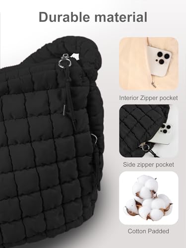 Image of Puffer Tote Bag for Women initial Tote Bag Quilted Large Carryall Bag Puffy Cross-body Bag Hobo Handbags