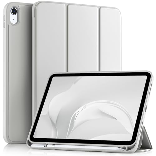 Image of Akkerds Compatible with iPad (A16) 11th Generation Case 11 Inch 2025, for iPad 10th Generation Case 10.9 Inch 2022 with Pencil Holder, Slim Trifold Stand Protective Cover with Soft TPU Back,Light Gray