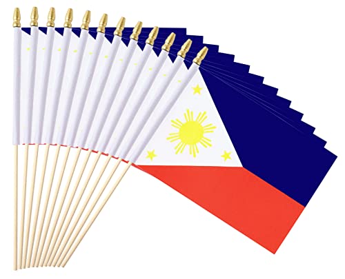 Ckexin 25Pack Small Philippines Flag Mini Filipino Handheld Stick Flags 5x8 Inch