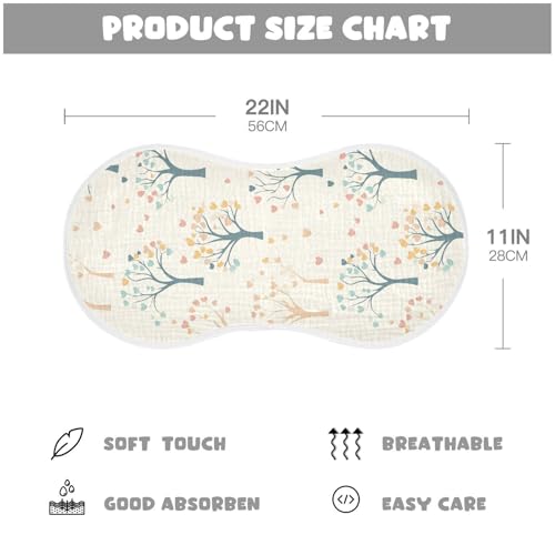 Tree Love Pastel Simple Cotton Muslin Burp Cloth Soft and Absorbent Baby Rags and washcloth for boy and Girl Set of 2, 22x11in4