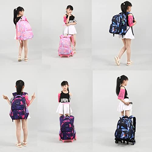 Mfikaryi Diamond,Geometric 3Pcs Kids Rolling Backpack Set Wheeled Elementary School Bag Trolley Bookbag For Boys #TOP6