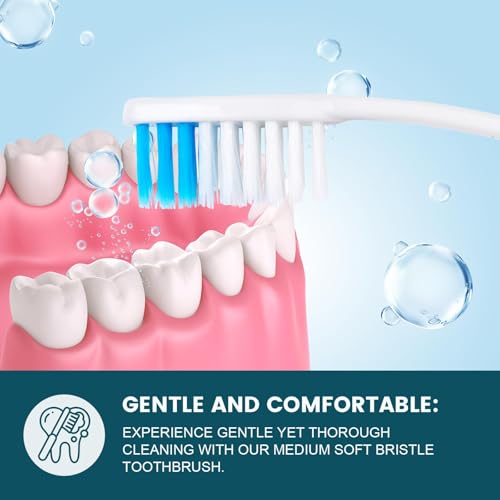 Image of Navona 70 PCS Premium Individually Wrapped Bulk Toothbrush Pack, Disposable Toothbrushes, Kids Toothbrush, Medium Soft Bristle Toothbrushes, Ergonomics Handle, Perfect for Travel Hotel Donation