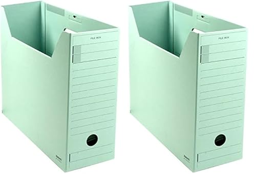 コクヨ ファイルボックス 色厚板紙 フタ付き A4 緑 A4-LFFN-GZ (× 2)