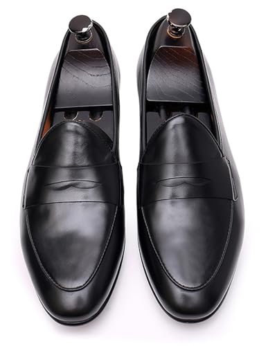 Mens Penny Loafers Slip On Causal Dress Shoes Genuine Leather Fashion Modern Mocasines Prom Wedding Business Suit Shoes Tuxedo Shoes for Men4